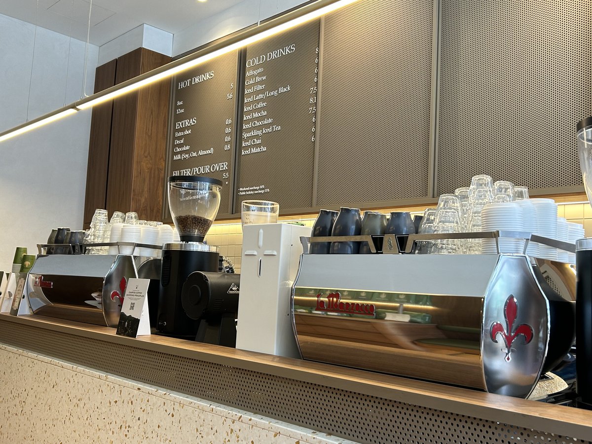 La Marzocco espresso machine at the Campos counter