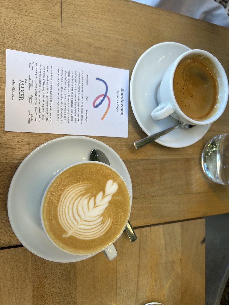 Coffee with single-origin Ethiopian coffee info card at Maker
